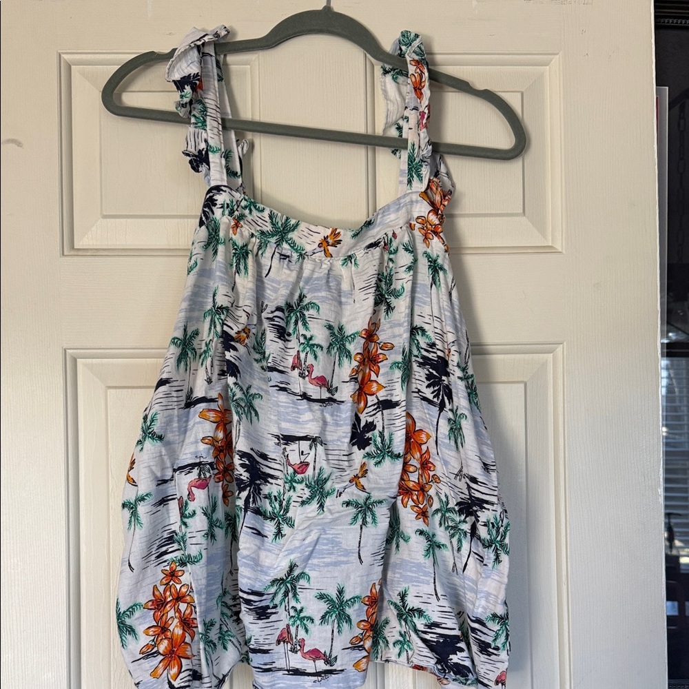 Old Navy Tropical Print Women's Blouse - White and Green